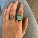 The Broken Arrow Signet Ring- Fits Size 7- Natural Broken Arrow Variscite and Sterling Silver
