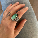 The Broken Arrow Signet Ring- Fits Size 7- Natural Broken Arrow Variscite and Sterling Silver