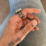 The Broken Arrow Signet Ring- Fits Size 7- Natural Broken Arrow Variscite and Sterling Silver