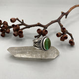 The Two-Tone Signet Ring- Fits Size 11- Natural Ajax Turquoise and Sterling Silver
