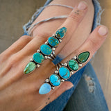 The Turquoise Collector Ring #1- Natural Royston, Emerald Valley, Lone Mountain, and Golden Hills Turquoise and Sterling Silver- Finished to Size or as a Pendant