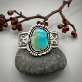 The Wildflower Cuff- Size S/M- Natural Royston Turquoise and Stamped Sterling Silver Bracelet