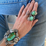 The Secret Garden Ring- Natural Royston Turquoise and Sterling Silver- Finished to Size or as a Pendant