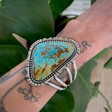 The Panoramic Cuff- Size S/M- Natural Royston Turquoise and Sterling Silver Bracelet