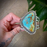 The Panoramic Cuff- Size S/M- Natural Royston Turquoise and Sterling Silver Bracelet