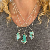 The Squiggle Necklace 3- Natural Royston Turquoise and Sterling Silver- Chain Included