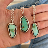 The Squiggle Necklace 3- Natural Royston Turquoise and Sterling Silver- Chain Included