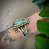 The Panoramic Cuff- Size S/M- Natural Royston Turquoise and Sterling Silver Bracelet