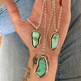 The Squiggle Necklace 1- Natural Royston Turquoise and Sterling Silver- Chain Included