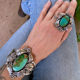 The Bouquet Ring- Royston Turquoise and Sterling Silver- Finished to Size or as a Pendant