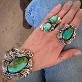 The Secret Garden Ring- Natural Royston Turquoise and Sterling Silver- Finished to Size or as a Pendant