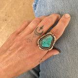 The Shorebreak Ring - Natural Royston Turquoise and Sterling Silver- Finished to Size or as a Pendant