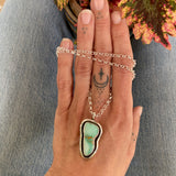 The Squiggle Necklace 2- Natural Royston Turquoise and Sterling Silver- Chain Included