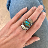 The Phoenix Ring #2- Kingman Turquoise and Sterling Silver- Finished to Size or as a Pendant