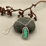 The Squiggle Necklace 1- Natural Royston Turquoise and Sterling Silver- Chain Included
