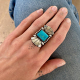 The Phoenix Ring #3- Royston Turquoise and Sterling Silver- Finished to Size or as a Pendant