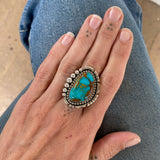 The Halo Ring- Royston Turquoise and Sterling Silver- Finished to Size or as a Pendant