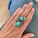 The Secret Garden Ring- Natural Royston Turquoise and Sterling Silver- Finished to Size or as a Pendant