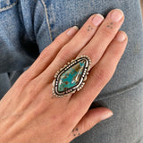 The Silhouette Ring- Morenci II Turquoise and Sterling Silver- Finished to Size or as a Pendant