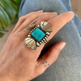 The Phoenix Ring #3- Royston Turquoise and Sterling Silver- Finished to Size or as a Pendant