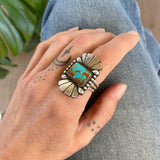 The Phoenix Ring #2- Kingman Turquoise and Sterling Silver- Finished to Size or as a Pendant