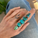 The Turquoise Collector Ring #2- Natural Royston, Kingman, and Morenci II Turquoise and Sterling Silver- Finished to Size or as a Pendant