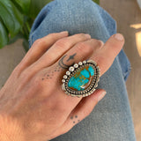 The Halo Ring- Royston Turquoise and Sterling Silver- Finished to Size or as a Pendant