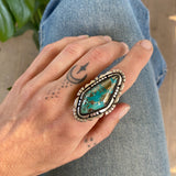 The Silhouette Ring- Morenci II Turquoise and Sterling Silver- Finished to Size or as a Pendant