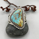 The Panoramic Cuff- Size S/M- Natural Royston Turquoise and Sterling Silver Bracelet