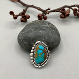 The Halo Ring- Royston Turquoise and Sterling Silver- Finished to Size or as a Pendant