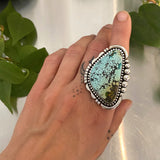 The Interstellar Ring- Bamboo Mountain Turquoise and Sterling Silver- Finished to Size or as a Pendant