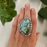 The Interstellar Ring- Bamboo Mountain Turquoise and Sterling Silver- Finished to Size or as a Pendant