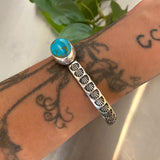 Heavyweight Stamped Cuff- Size M/L- Kingman Turquoise and Chunky Sterling Silver Bracelet