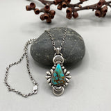 The Peacock Necklace 1- Kingman Turquoise and Sterling Silver- 18" Sterling Infinity Chain