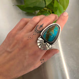 The Cosmic Portal Ring 1- Kingman Turquoise and Sterling Silver- Finished to Size or as a Pendant