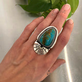 The Cosmic Portal Ring 1- Kingman Turquoise and Sterling Silver- Finished to Size or as a Pendant