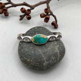 Heavyweight Stamped Cuff- Size M/L- Royston Turquoise and Chunky Sterling Silver Bracelet