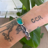 Heavyweight Stamped Cuff- Size M/L- Royston Turquoise and Chunky Sterling Silver Bracelet