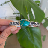 Heavyweight Stamped Cuff- Size M/L- Royston Turquoise and Chunky Sterling Silver Bracelet