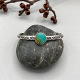 Chunky Stamped Stacker Cuff- Size M/L- Royston Turquoise and Chunky Sterling Silver Bracelet