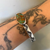 Heavyweight Stamped Cuff- Size M/L- Royston Turquoise and Chunky Sterling Silver Bracelet