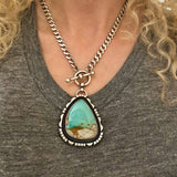 The Landscape Shadowbox Necklace- Natural Royston Royal Blue Turquoise and Sterling Silver Heavyweight Necklace