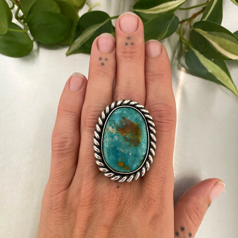 The Lasso Ring- Royston Turquoise and Sterling Silver- Finished to Size or as a Pendant