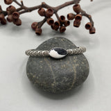 Chunky Stamped Stacker Cuff- Size M/L- Natural White Buffalo and Chunky Sterling Silver Bracelet