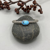 Chunky Stamped Stacker Cuff- Size M/L- Natural Golden Hills Turquoise and Chunky Sterling Silver Bracelet