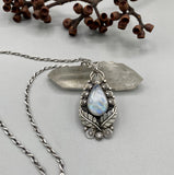 The Luna Necklace- Rainbow Moonstone and Sterling Silver- 20" Chunky Sterling Infinity Chain Included