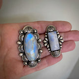 The Andromeda Ring- Rainbow Moonstone and Sterling Silver- Finished to Size or as a Pendant