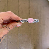 Heavyweight Stamped Cuff- Size M/L- Pink Conch and Chunky Sterling Silver Bracelet