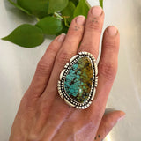 The Mabon Ring- Bamboo Mountain Turquoise and Sterling Silver- Finished to Size or as a Pendant