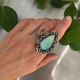 The Moonflower Ring- Natural Royston Turquoise and Sterling Silver- Finished to Size or as a Pendant